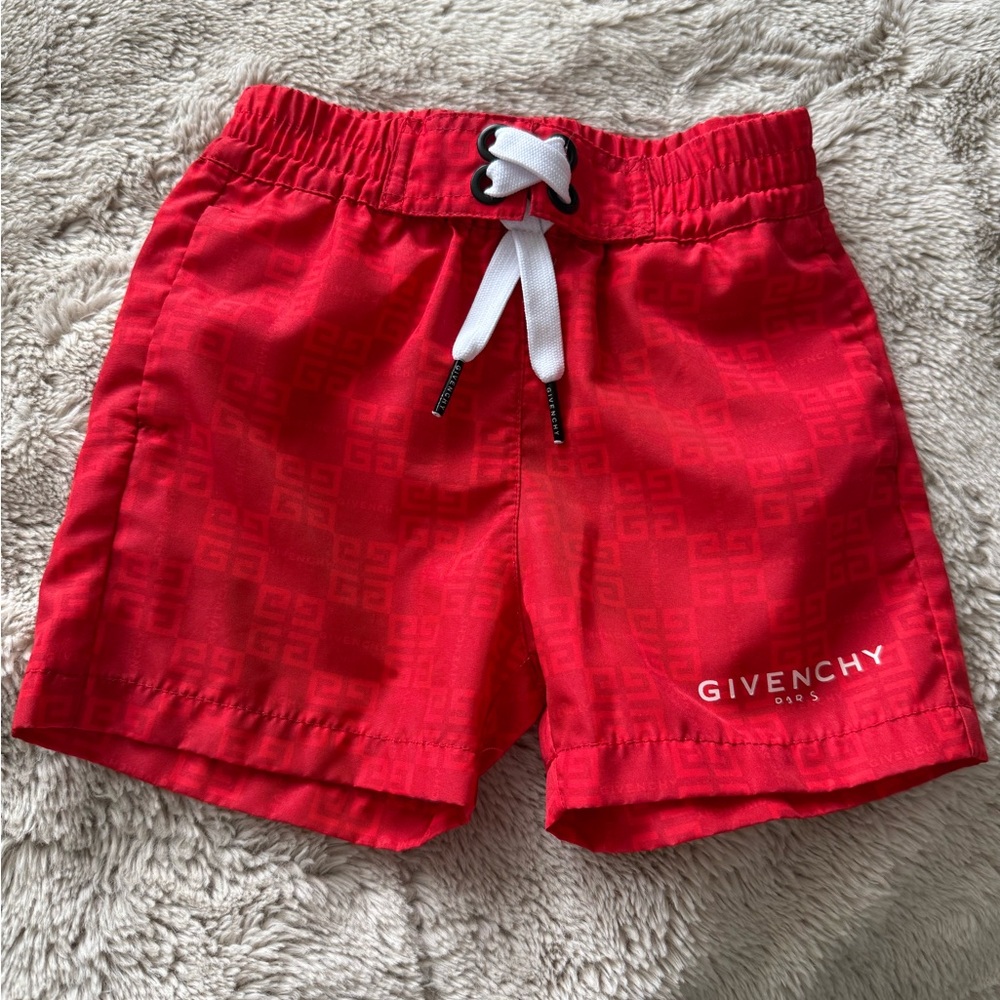 Baby Givenchy Swim Trunks – Red, Size 12M (Fits 6–12M)
